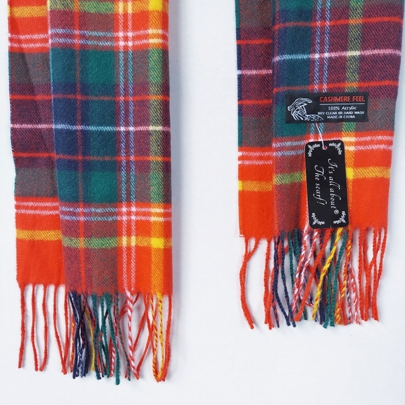 Cashmere Feel Classic Scarf Red Multicolor Plaid Winter Scarf Soft New Warm - Picture 6 of 12